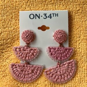 NWT ON 34th Pink Woven Earrings